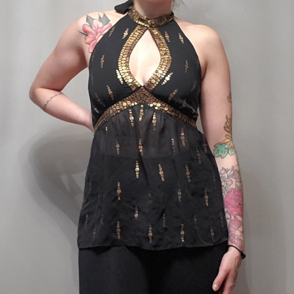Halter Neck Sequined Top